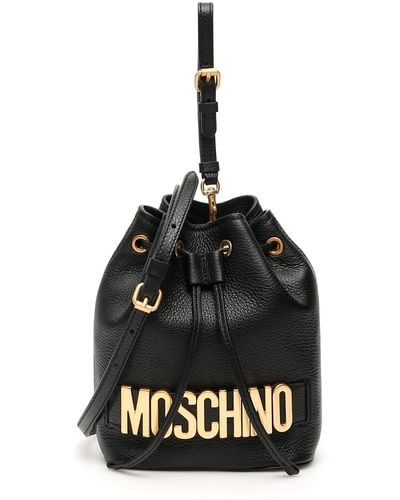 Moschino Bucket Bag With Lettering Logo - Black