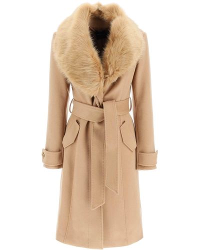 MARCIANO BY GUESS 'romina' Coat With Detachable Collar - Natural