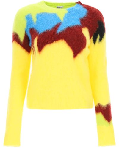 Loewe Color Block Intarsia Sweater - Yellow