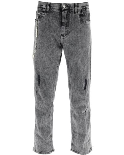 Dolce & Gabbana Loose Jeans With Keychain - Grey