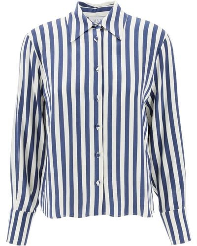 MVP WARDROBE "Striped Charmeuse Shirt By Le - Blue