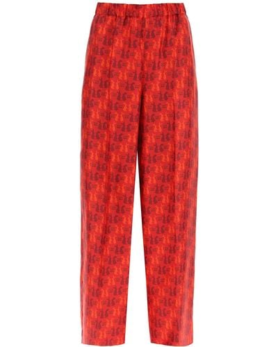 Max Mara Printed Silk Pyjamas Trousers - Red
