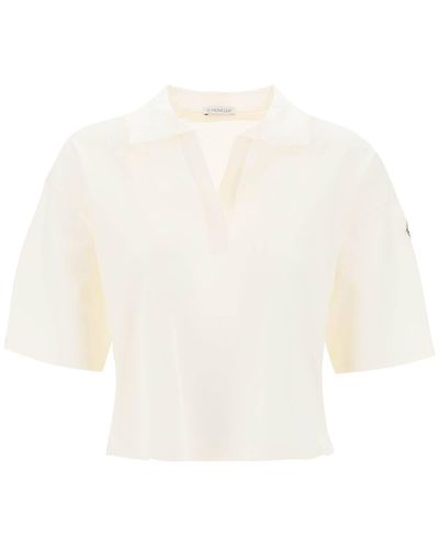 Moncler Polo Shirt With Poplin Inserts - White