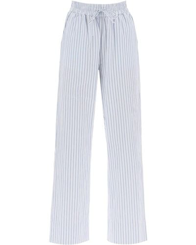 Skall Studio Striped Cotton Rue Trousers With Nine Words - White