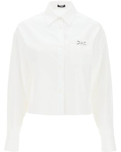 Versace Camicia Cropped Barocco - Bianco