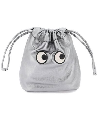 Anya Hindmarch Pouch Eyes Con Coulisse - Grigio