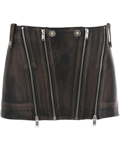 Dion Lee Leather Biker Micro Skirt - Black