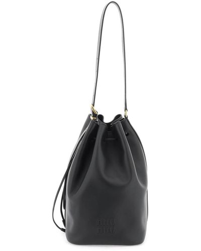 Miu Miu Bucket Bag With Logo Branding - Black