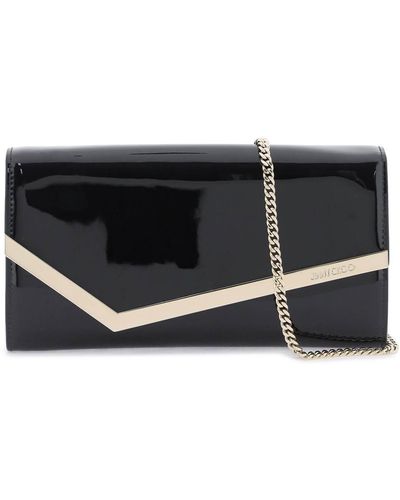 Jimmy Choo Emmie Clutch Bag In Patent Leather - Black