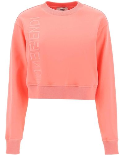 Fendi Crew-neck Cropped Sweatshirt - Pink