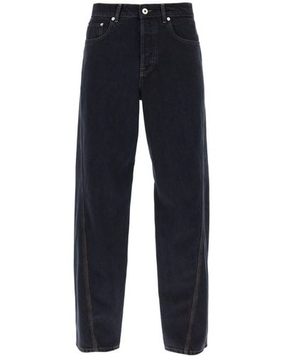 Lanvin Jeans Baggy Con Cuciture Ritorte - Blu