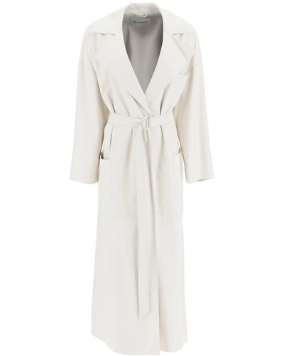 Max Mara 'Amica' Long Leather Trench Coat - White