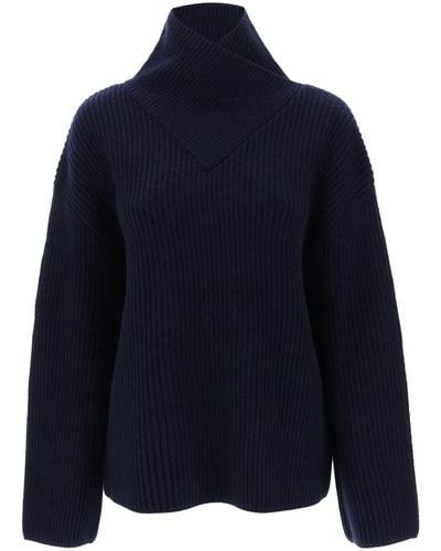 Totême Sweater With Wrapped Funnel Neck - Blue