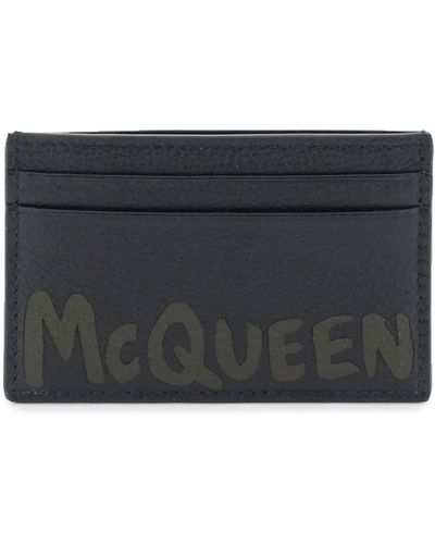 Alexander McQueen Logo Leather Credit Card Case - Gray