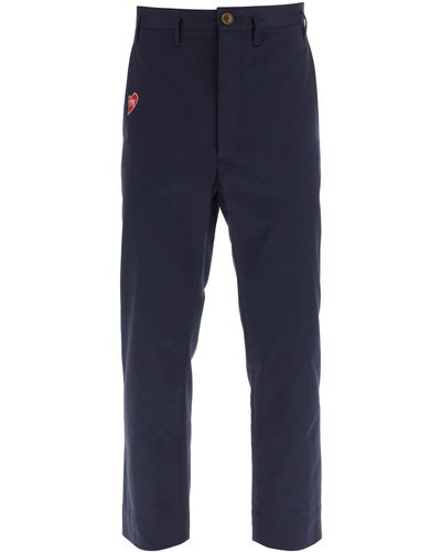Vivienne Westwood Cropped Cruise Trousers Featuring Embroidered Heart-shaped Logo - Blue