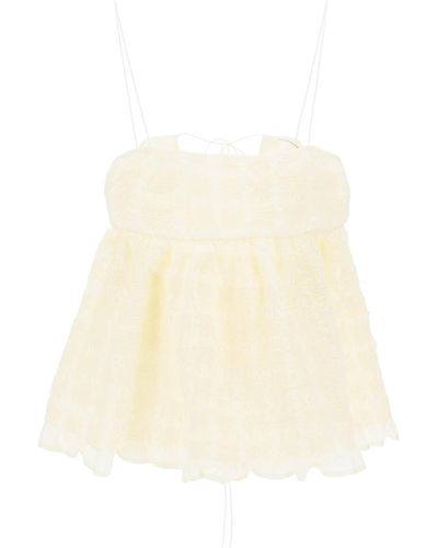 Cecilie Bahnsen Usiah Smocked Top - Natural