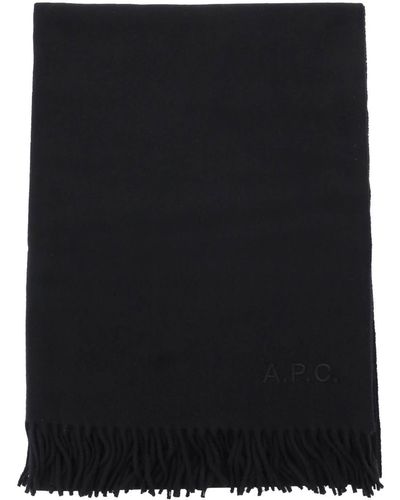 A.P.C. Alix Brodée Wool Scarf - Black