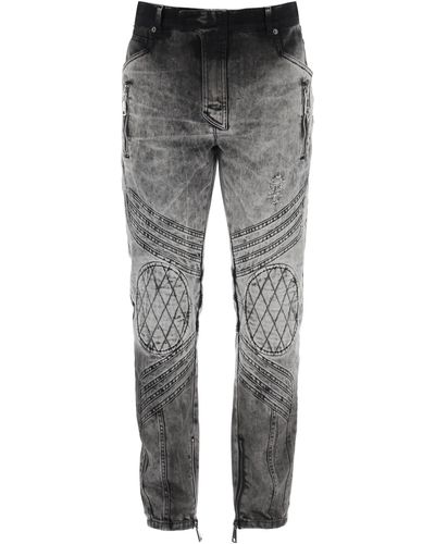 Balmain Motor Slim Fit Jeans - Gray