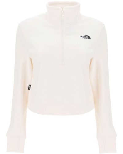 The North Face Felpa Cropped In Pile Glacer - Bianco