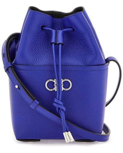 Ferragamo Gancini Mini Crossbody Bucket Bag - Blue