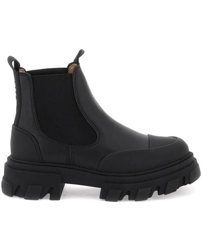 Ganni Chelsea Low Leather Boots - Black