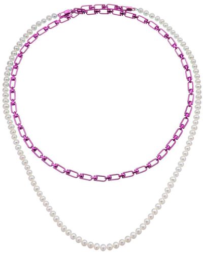 Eera 'Reine' Double Necklace With Pearls - White