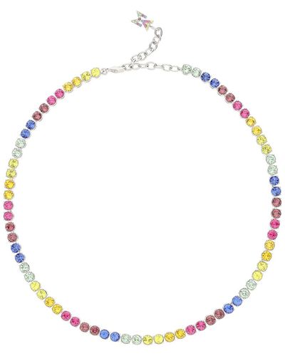AMINA MUADDI Chocker Necklace With Rainbow Crystals - White