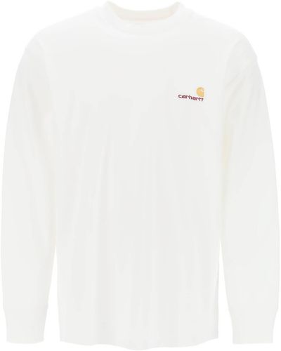 Carhartt T Shirt A Maniche Lunghe American Script - Bianco
