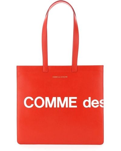 Comme des Garçons Comme Des Garcons Wallet Leather Tote Bag With Logo - Red