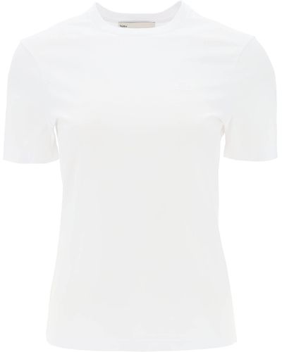 Tory Burch T Shirt Regular Con Ricamo Logo - Bianco