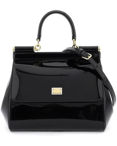 Dolce & Gabbana Patent Leather 'sicily' Handbag - Black
