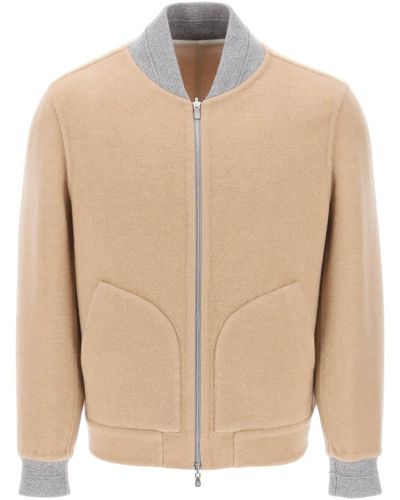 Brunello Cucinelli Reversible Cashmere Bomber Jacket - Natural