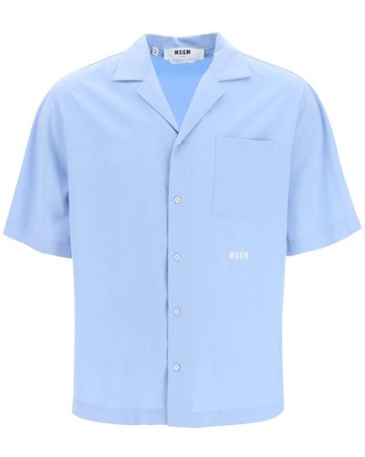 MSGM Habutai Bowling Shirt - Blue