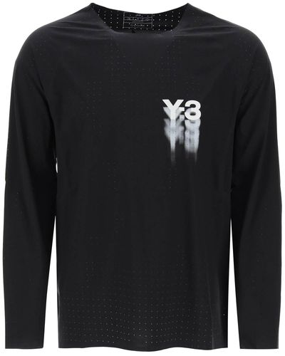 Y-3 Y-3 Long-Sleeved Perforated Jersey T - Black