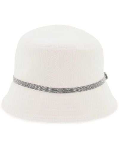 Brunello Cucinelli Cappello Bucket Shiny Band - Bianco