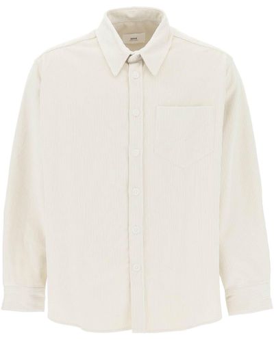 Ami Paris Cotton Corduroy Overshirt - White