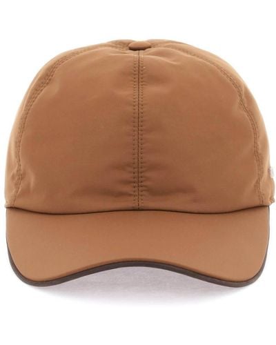 Zegna Baseball Cap With Leather Trim - Brown