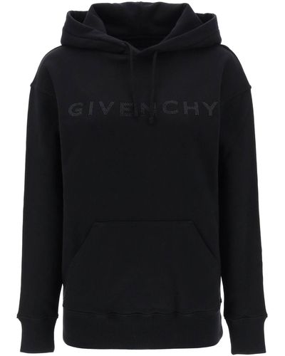 Givenchy Felpa con cappuccio e logo in strass - Nero