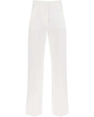 Max Mara 'Hangar' Wide Leg Linen Pants - White