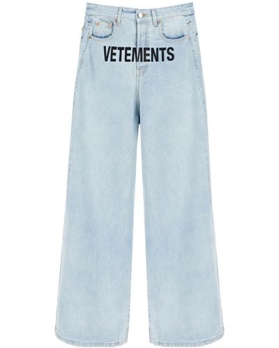 Vetements baggy Jeans With Logo Embroidery - Blue