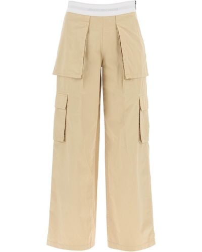 Alexander Wang Rave Cargo Trousers With Elastic Waistband - Natural