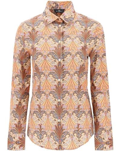 Etro Slim Fit Shirt With Paisley Pattern - Pink
