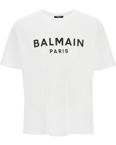 Balmain T-shirt in jersey di cotone con logo - Bianco