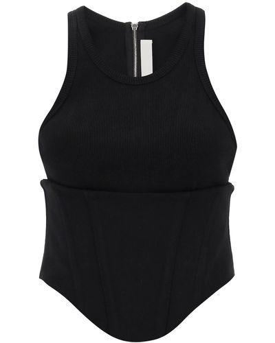 Dion Lee Tank Top With Underbust Corset - Black