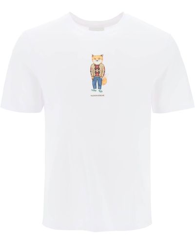 Maison Kitsuné Maison Kitsune Dressed Fox Crew-Neck T-Shirt - White