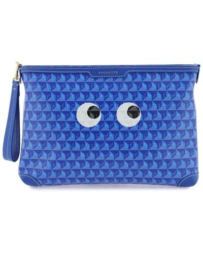 Anya Hindmarch I Am A Plastic Bag Eyes Pochette - Blu