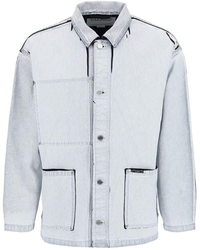 Closed Reversible Jacket In Screen Printed Denim - Grey