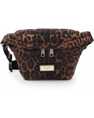 Dolce & Gabbana Leopard-Print Nylon Beltbag - Brown