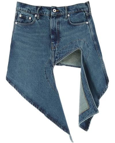 Y. Project Y Project Denim Mini Skirt With Cut Out Details - Blue