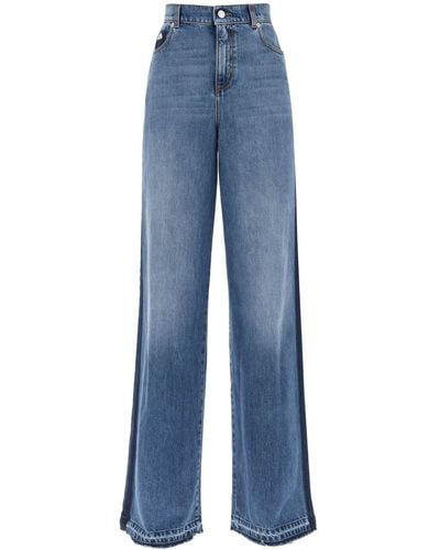 Alexander McQueen Jeans A Gamba Ampia Con Dettagli A Contrasto - Blu